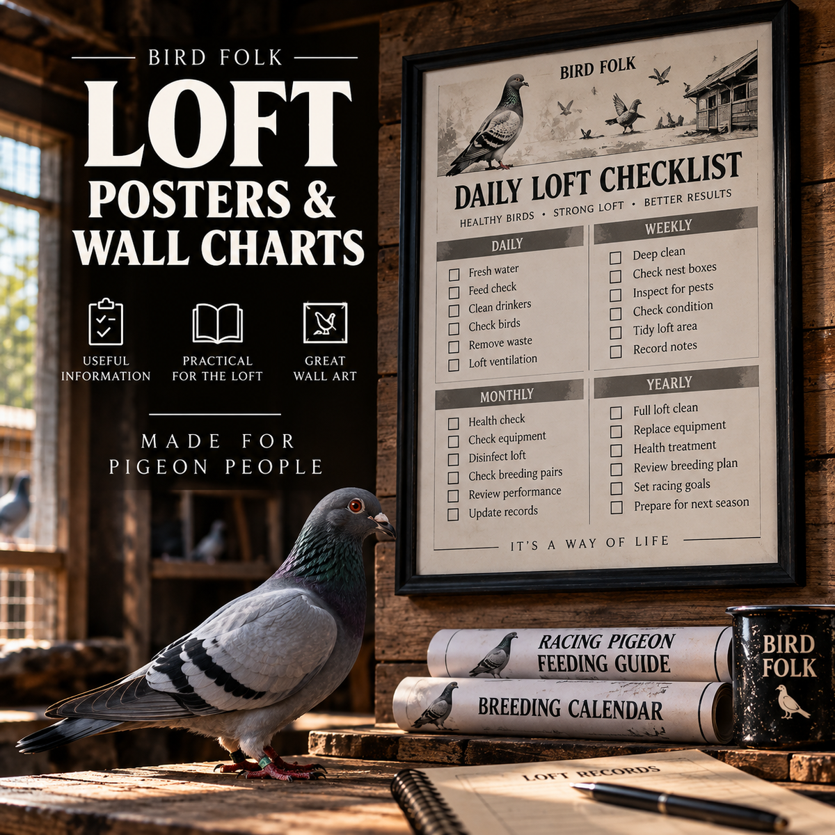 Racing Pigeon Loft Charts & Reference