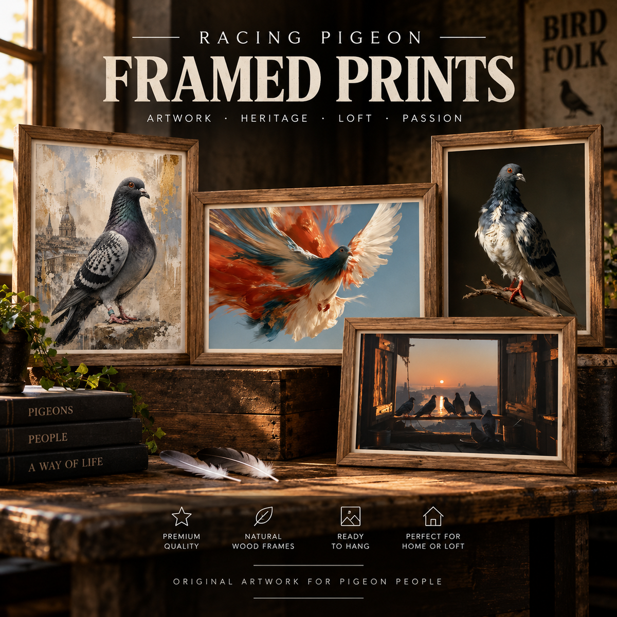 Racing Pigeon Framed Prints