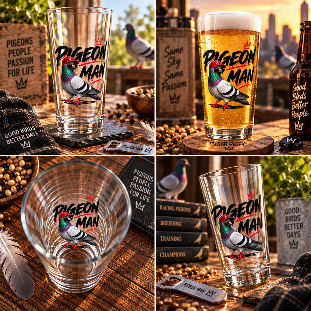 Pigeon Man – Racing Pigeon Pint Glass