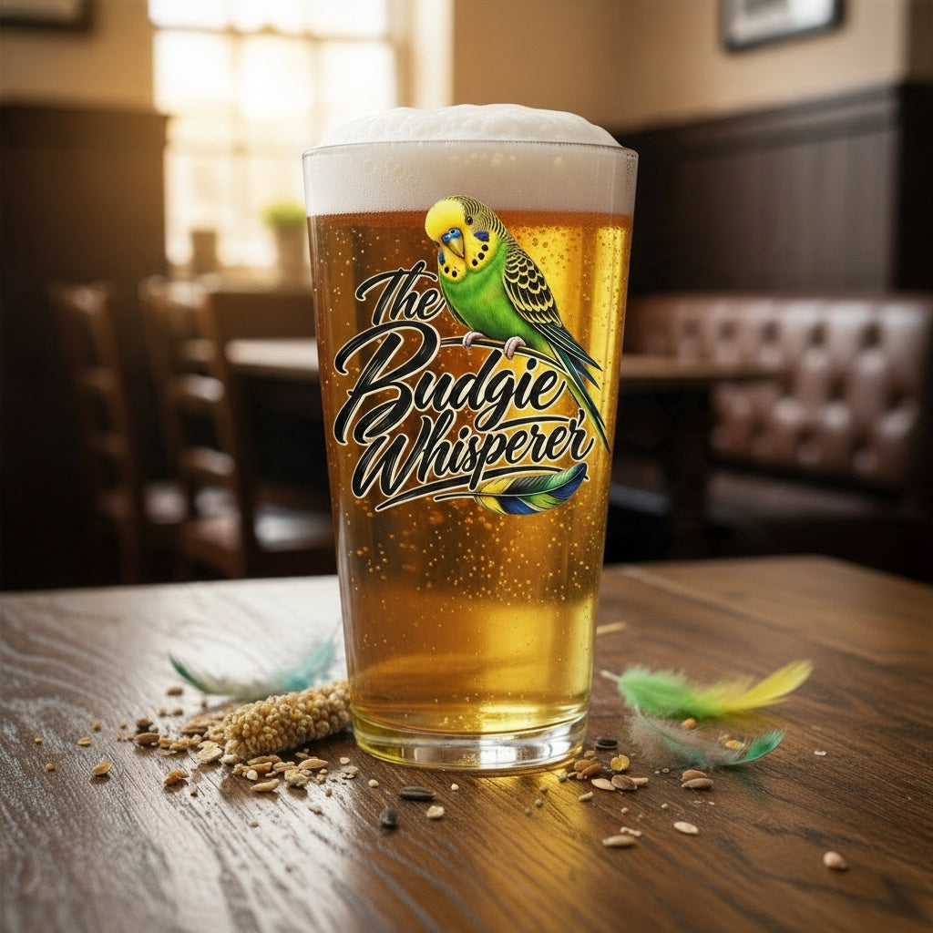 The Budgie Whisperer – Green – Pint Glass