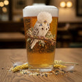 White Exhibition Budgie – Pint Glass