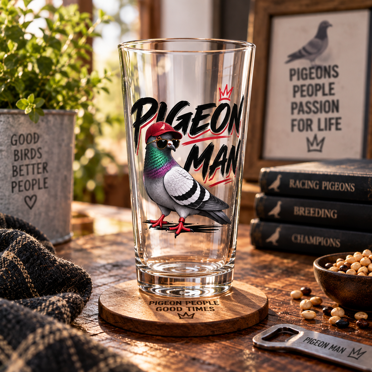 Pigeon Man – Racing Pigeon Pint Glass