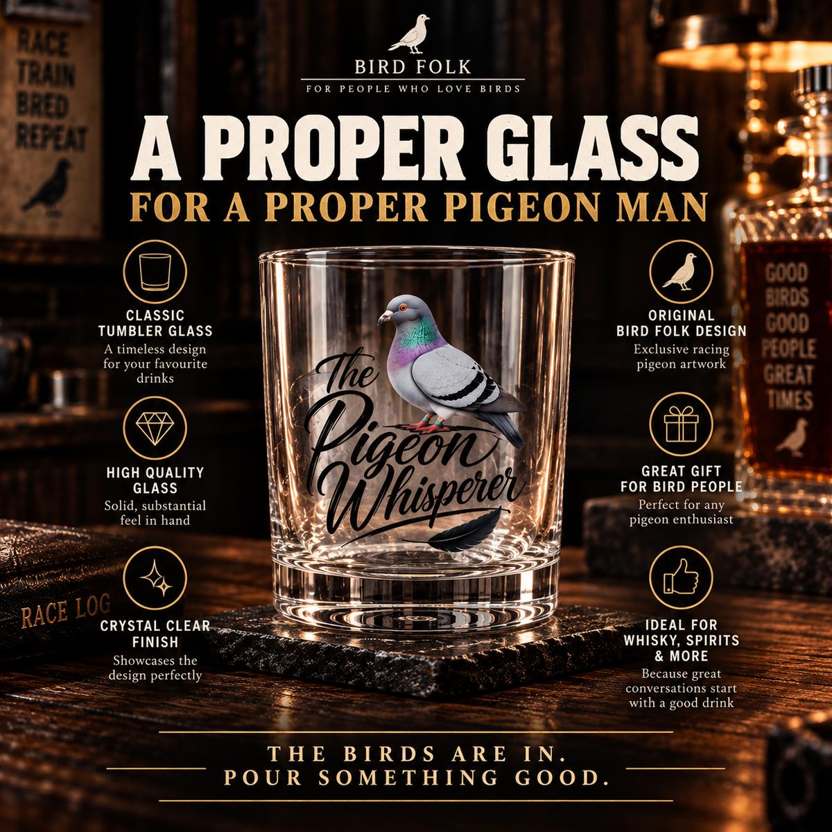 I Can't Keep Calm – I've Got Pigeons to Race – Racing Pigeon Whisky Glass