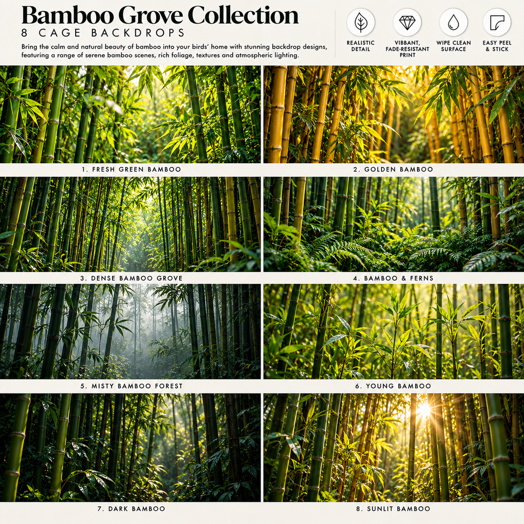 Bamboo Grove — Self-Adhesive Breeding Cage Backdrops
