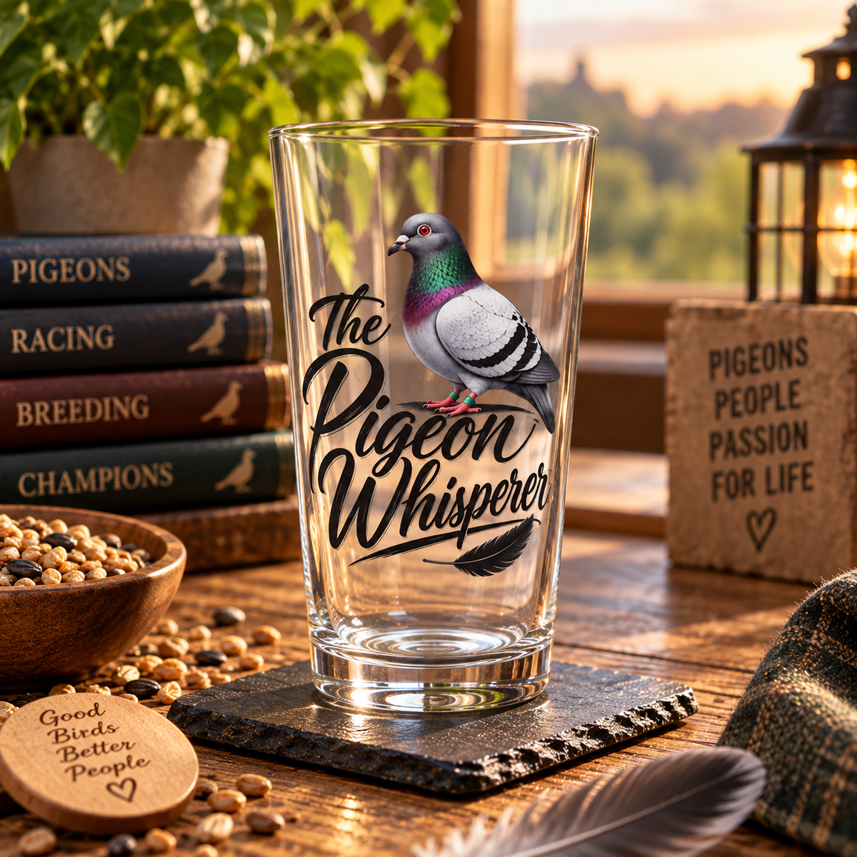 The Pigeon Whisperer – Racing Pigeon Pint Glass