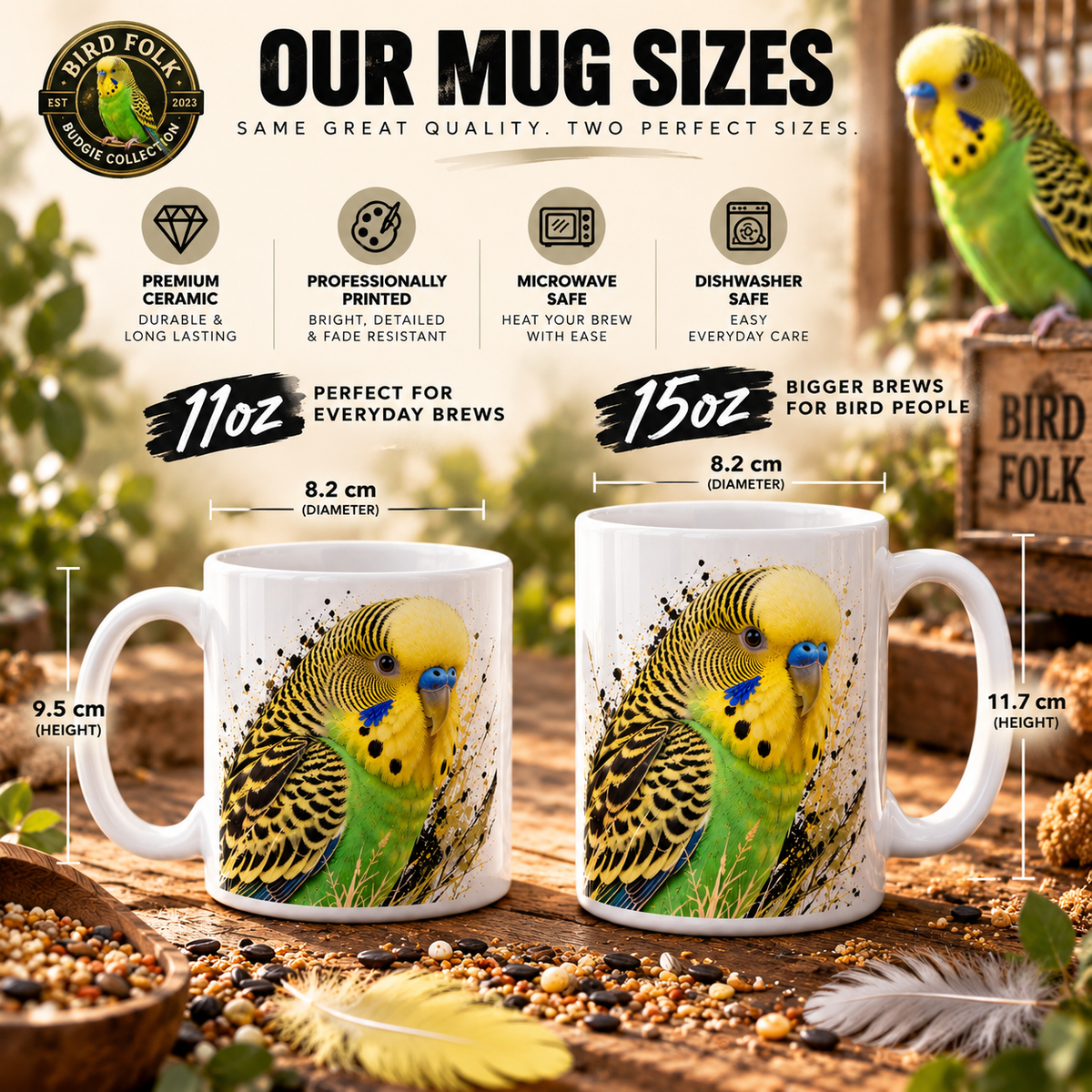 The Budgie Whisperer – Blue Budgie Mug | 11oz & 15oz