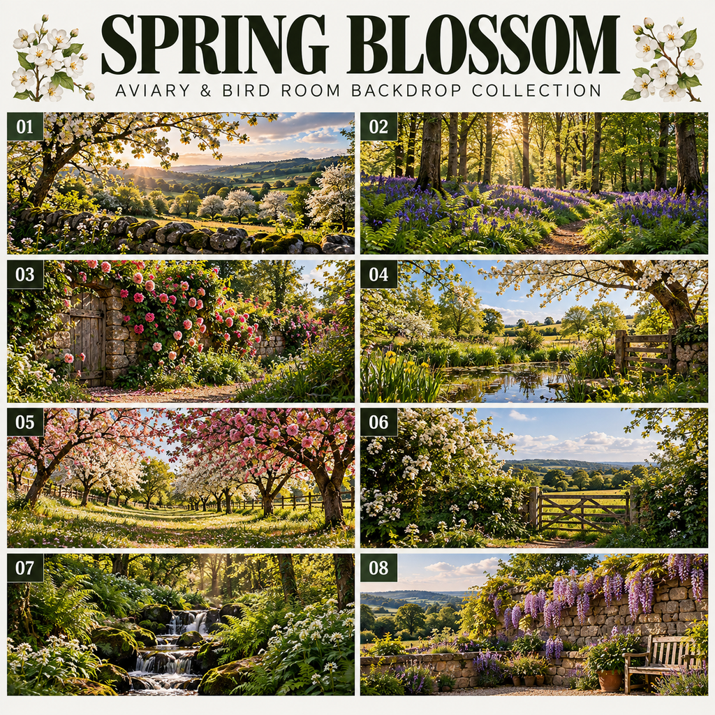 Spring Blossom — Aviary & Bird Room Backdrop Collection
