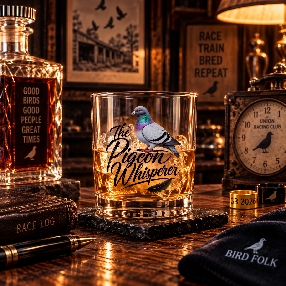 The Pigeon Whisperer – Racing Pigeon Whisky Glass