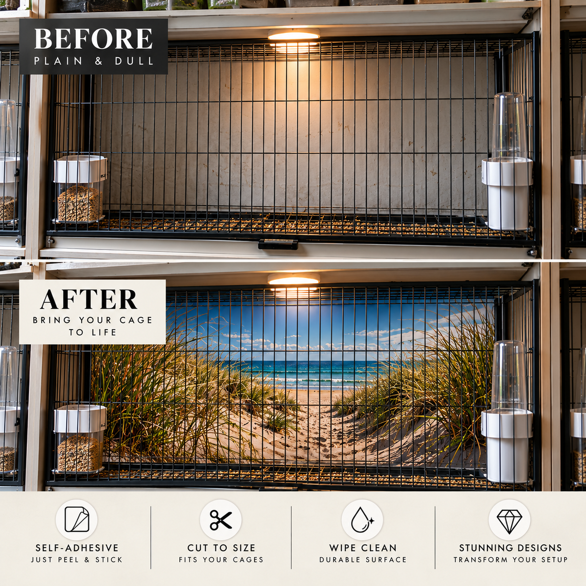 Bamboo Grove — Self-Adhesive Breeding Cage Backdrops