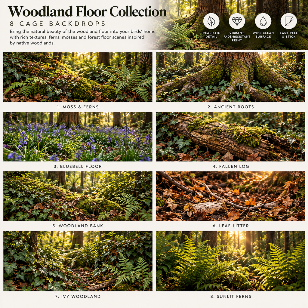 Woodland Floor — Self-Adhesive Breeding Cage Backdrops