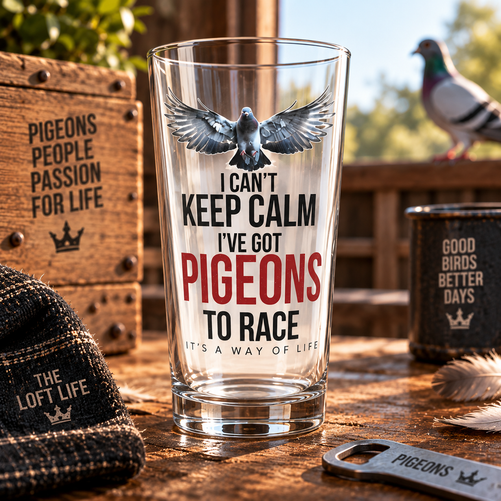 I Can't Keep Calm – I've Got Pigeons to Race – Racing Pigeon Pint Glass