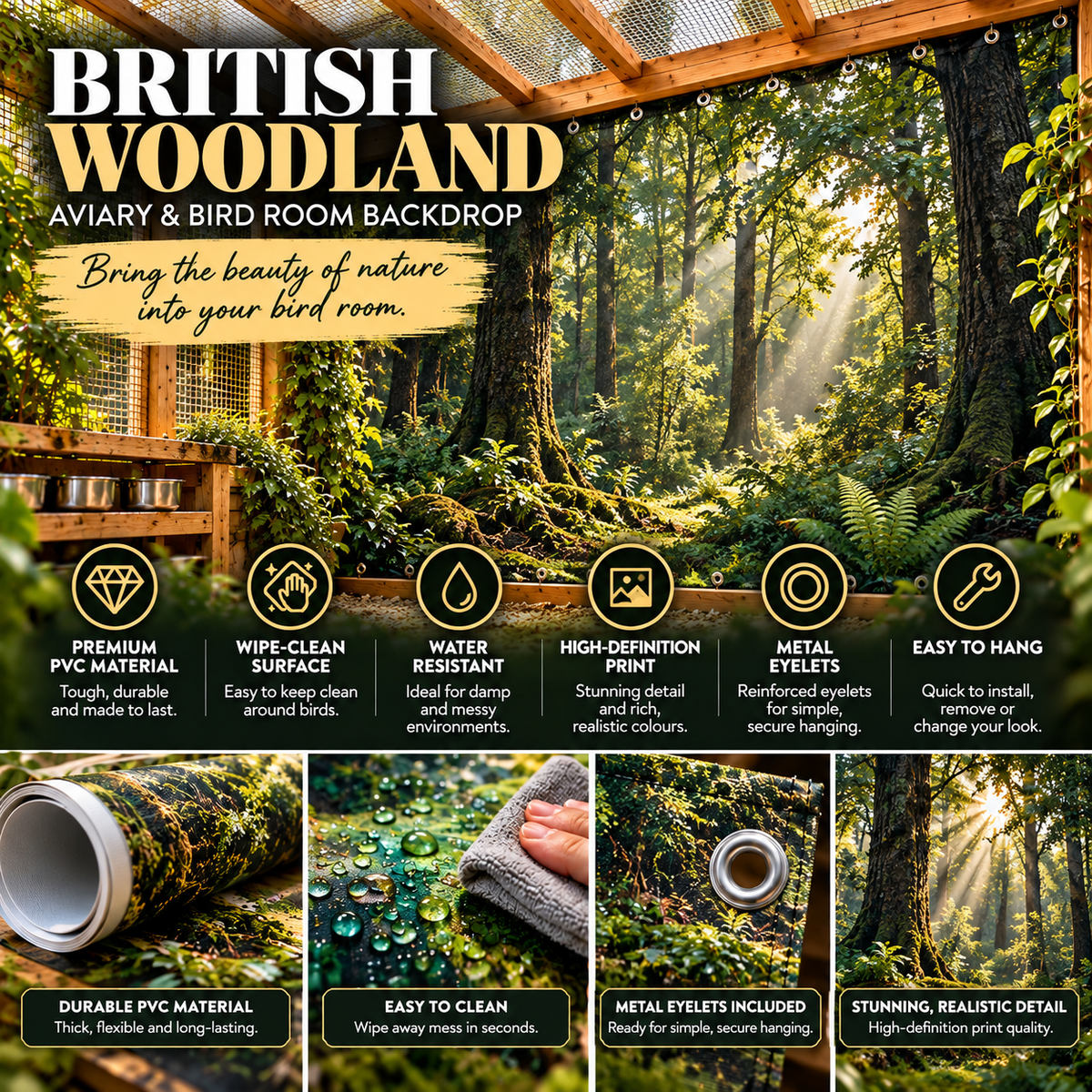 British Woodland — Aviary & Bird Room Backdrop Collection