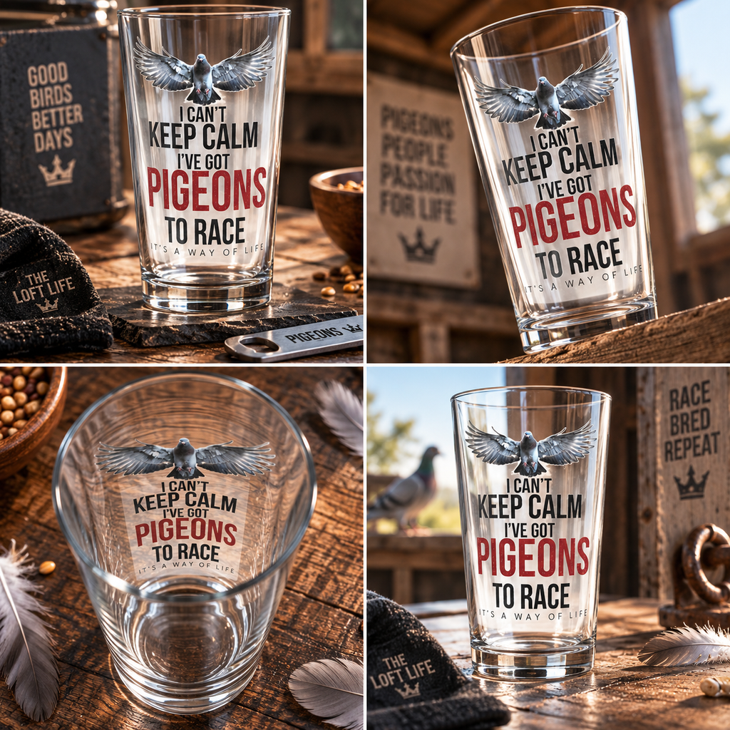 I Can't Keep Calm – I've Got Pigeons to Race – Racing Pigeon Pint Glass