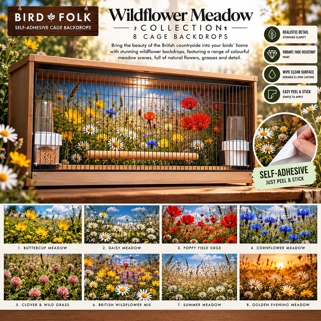 Wildflower Meadow — Self-Adhesive Breeding Cage Backdrops