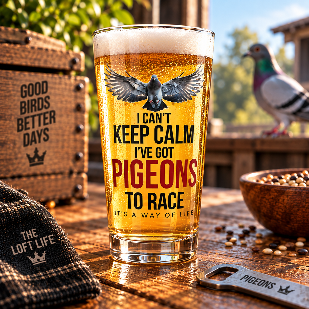 I Can't Keep Calm – I've Got Pigeons to Race – Racing Pigeon Pint Glass