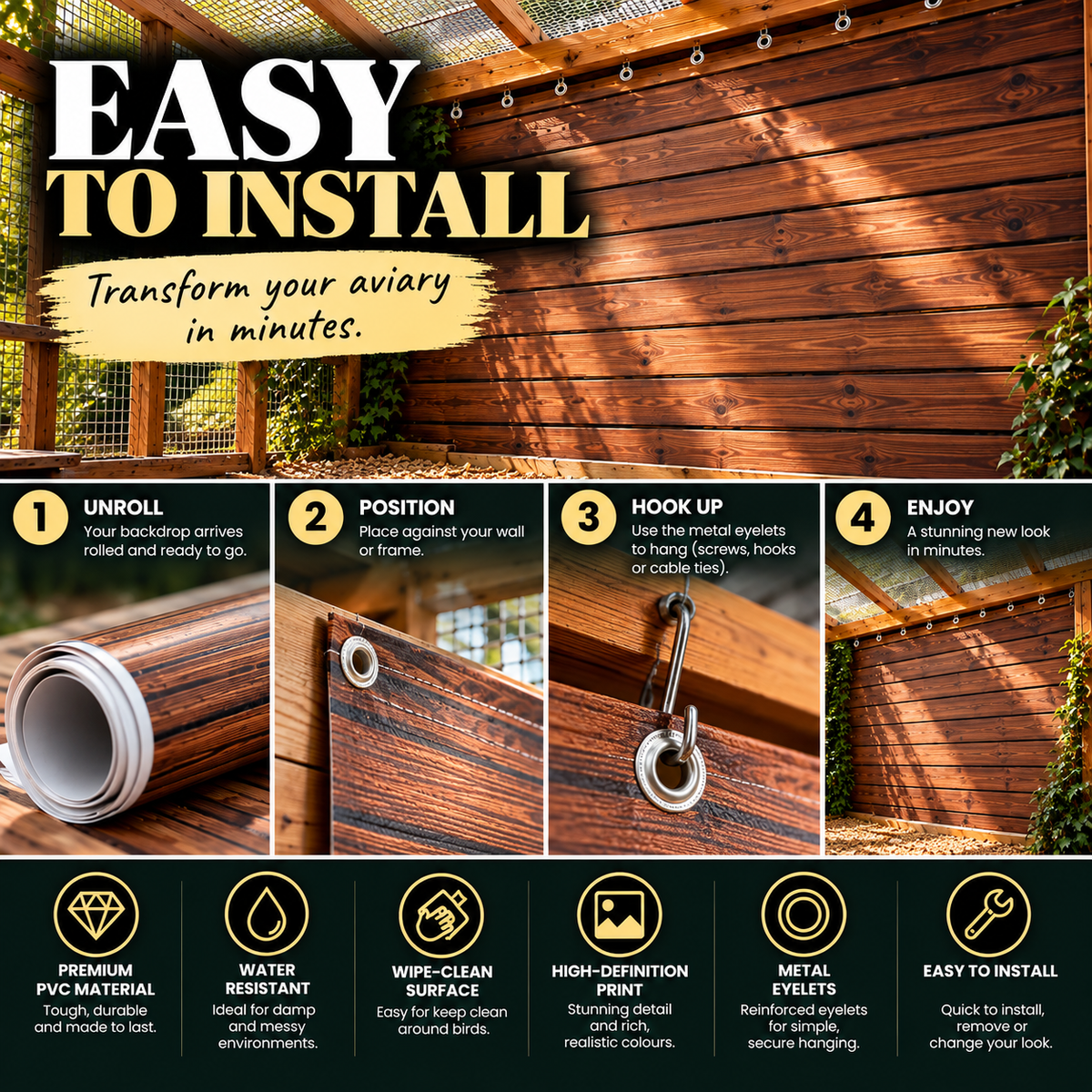 BD 14 — Timber Cladding Aviary & Bird Room Backdrop Collection