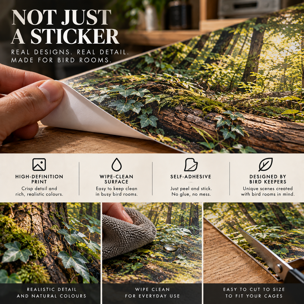 Bamboo Grove — Self-Adhesive Breeding Cage Backdrops