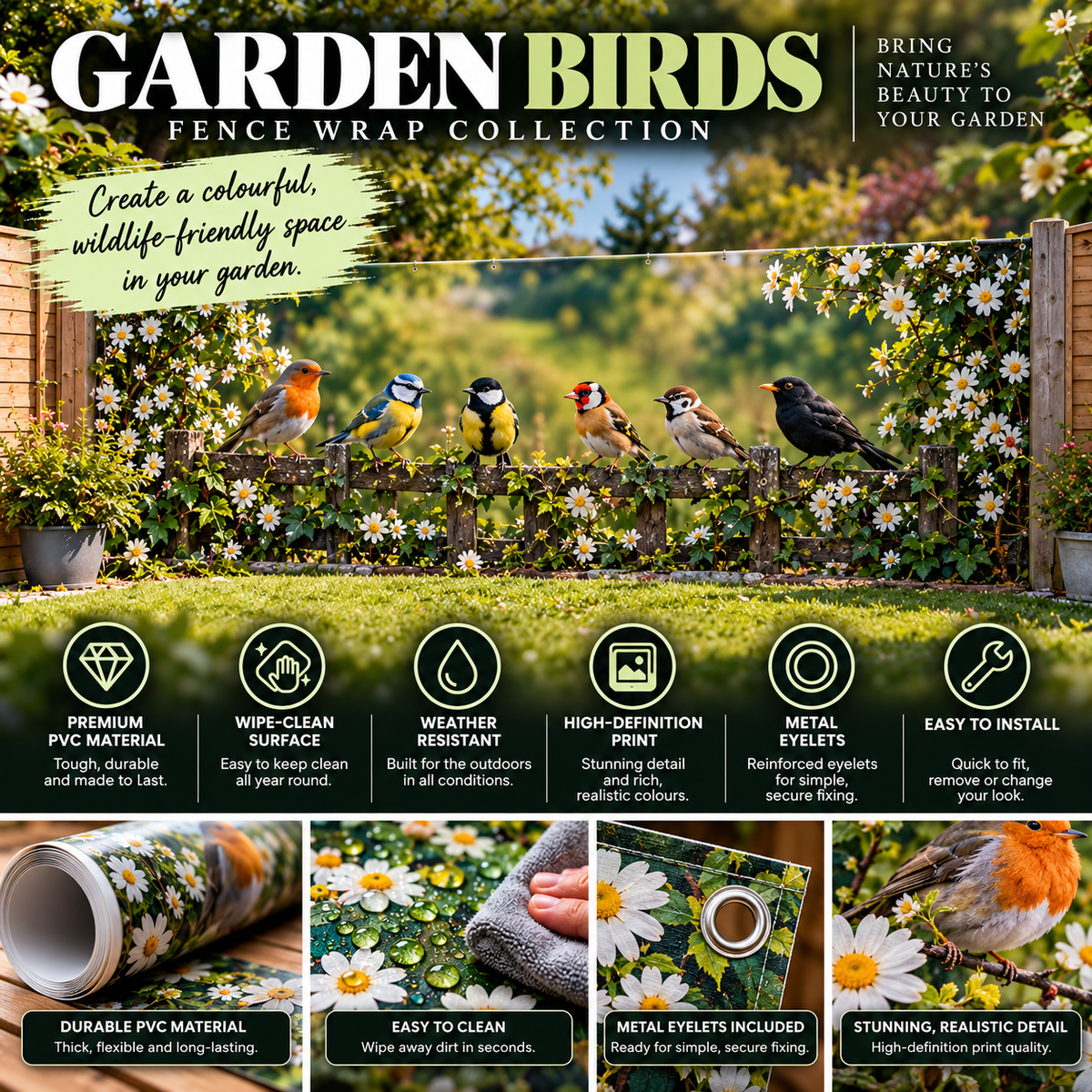 British Garden Birds Outdoor Wrap Collection