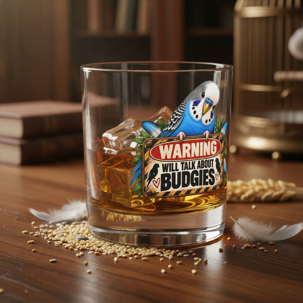 Warning – I Will Talk About Budgies – Whisky Glass