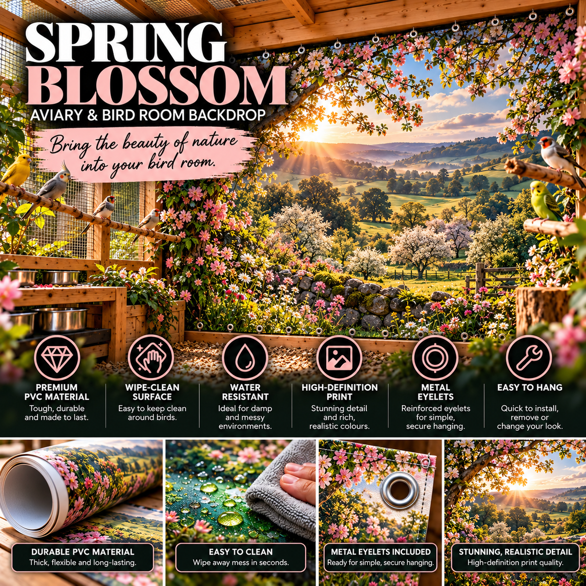 Spring Blossom — Aviary & Bird Room Backdrop Collection