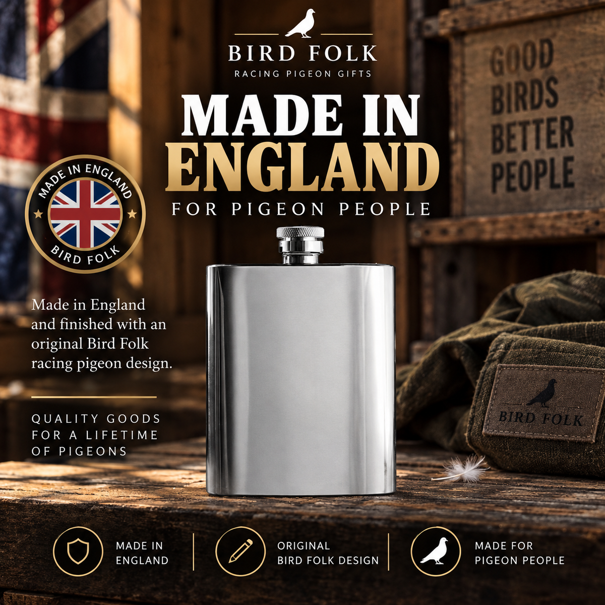 Driving My Wife Crazy – One Pigeon Race at a Time – 8oz Racing Pigeon Hip Flask