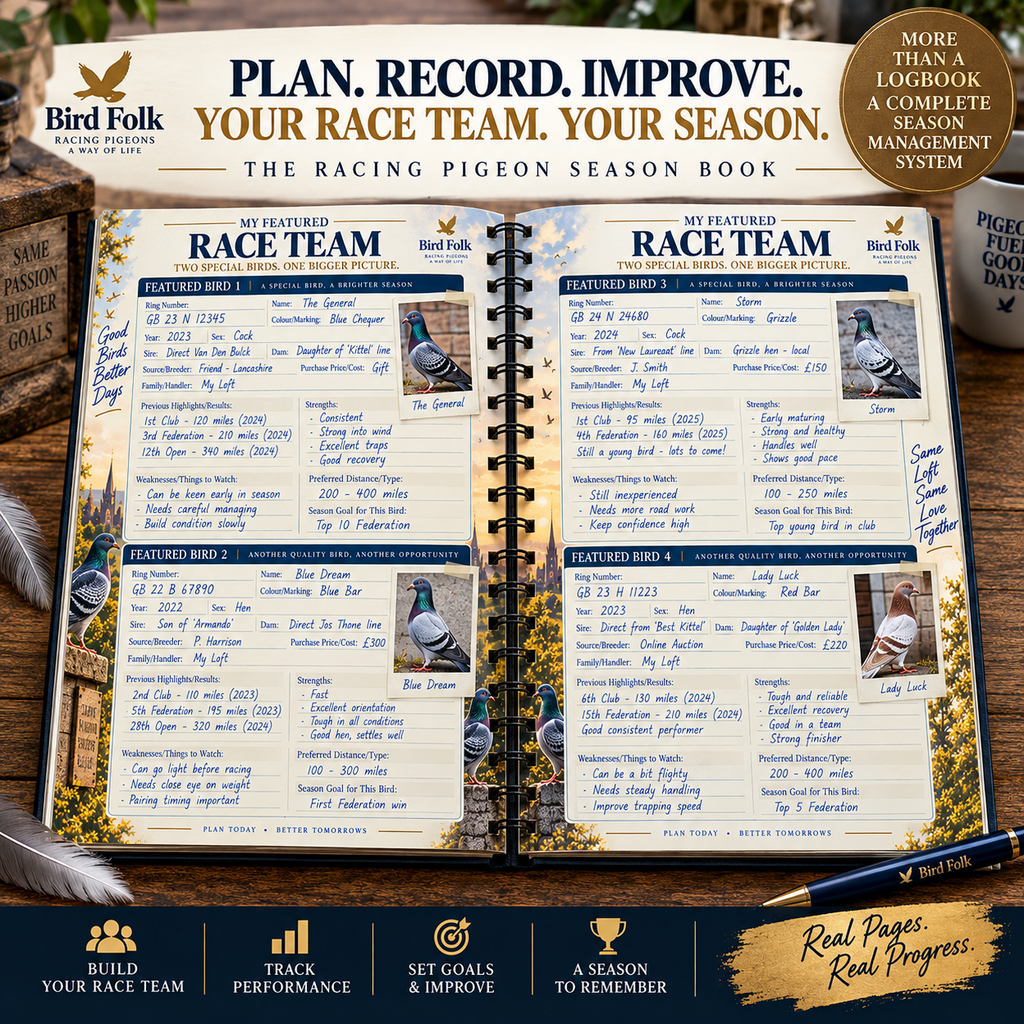 The Complete Racing Pigeon Loft Record Book – 52 Weeks, Up to 120 Birds, Complete Season Planner