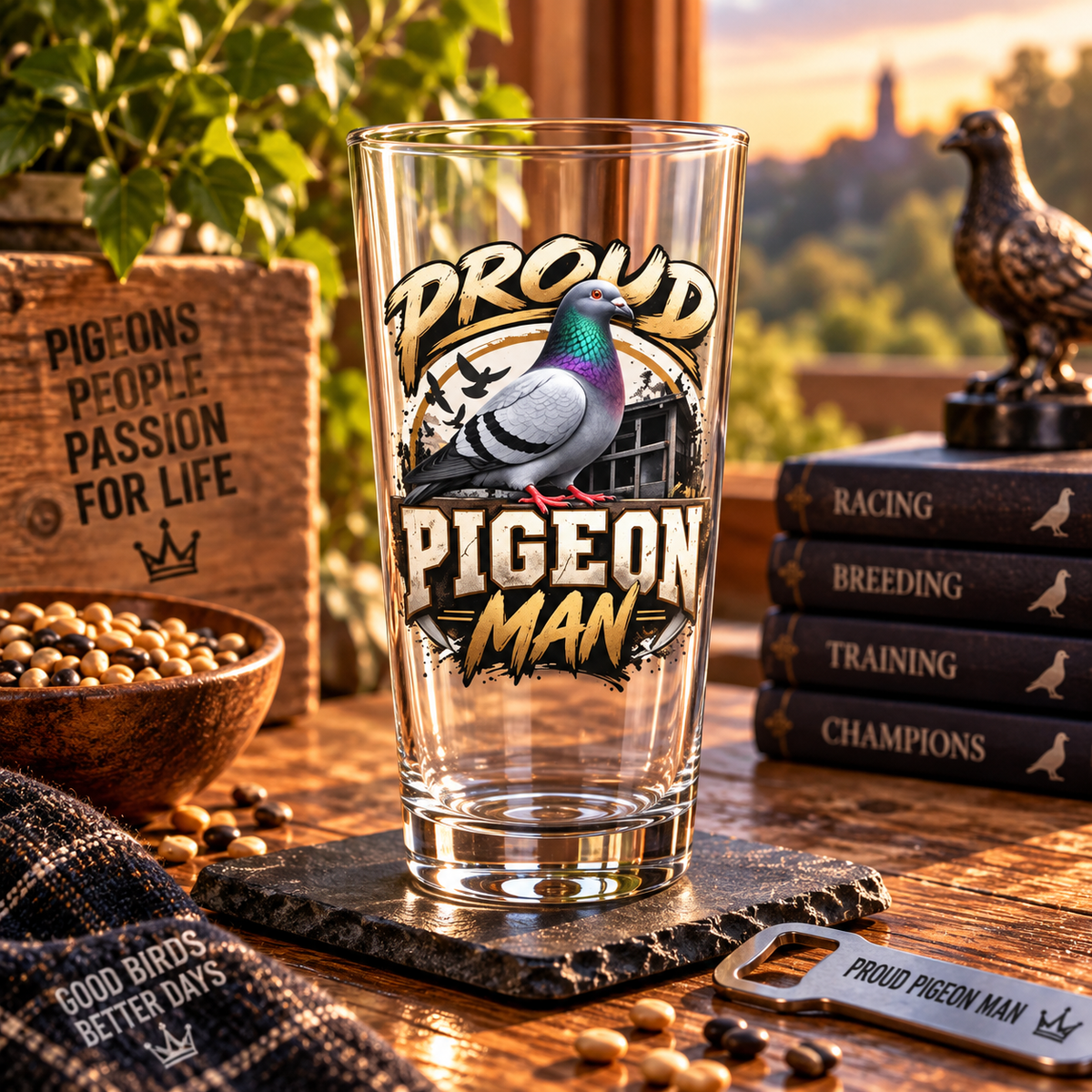 Proud Pigeon Man – Racing Pigeon Pint Glass