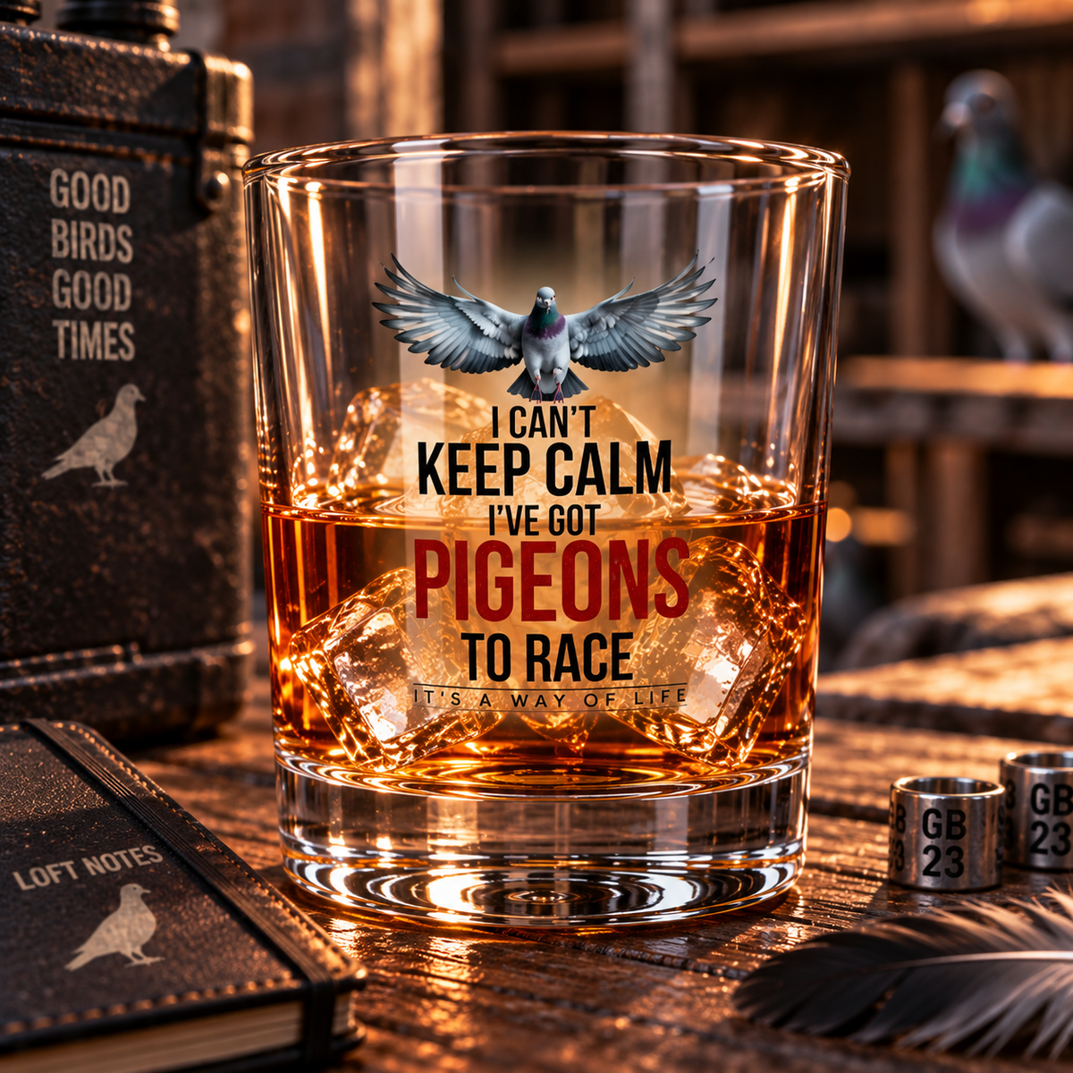I Can't Keep Calm – I've Got Pigeons to Race – Racing Pigeon Whisky Glass