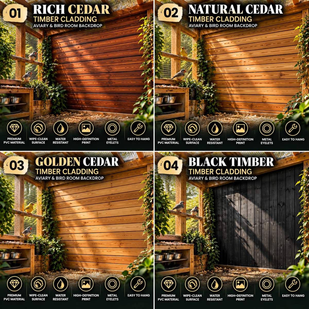 BD 14 — Timber Cladding Aviary & Bird Room Backdrop Collection