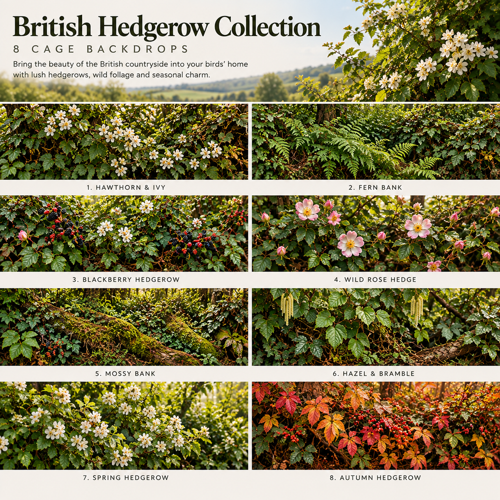 British Hedgerow — Self-Adhesive Breeding Cage Backdrops