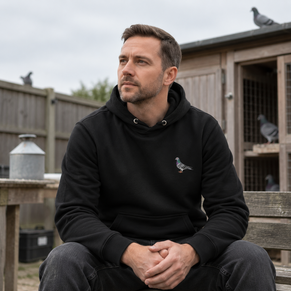 Blue Bar Classic — Racing Pigeon Embroidered Hoodie