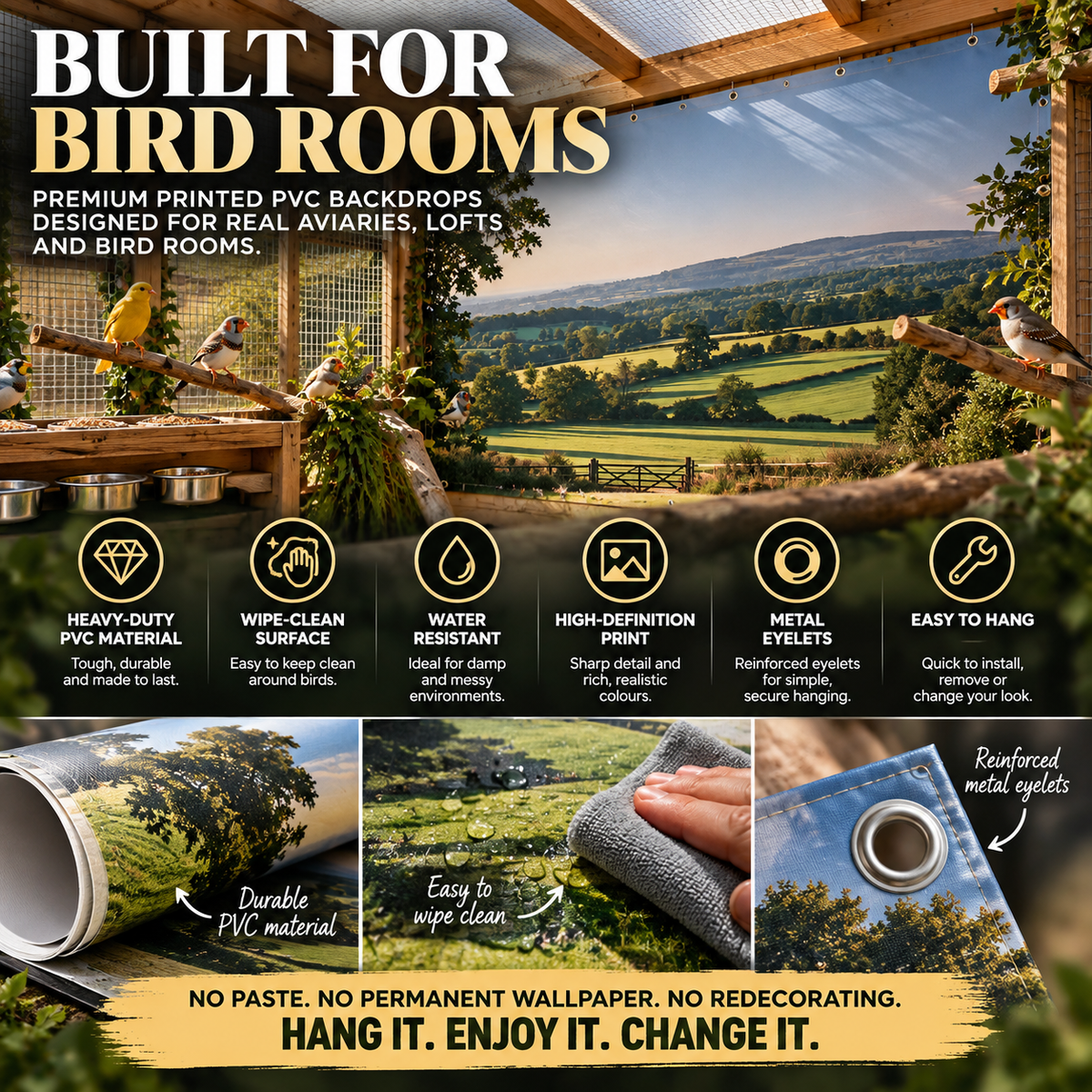 Hidden Valley — Aviary & Bird Room Backdrop Collection