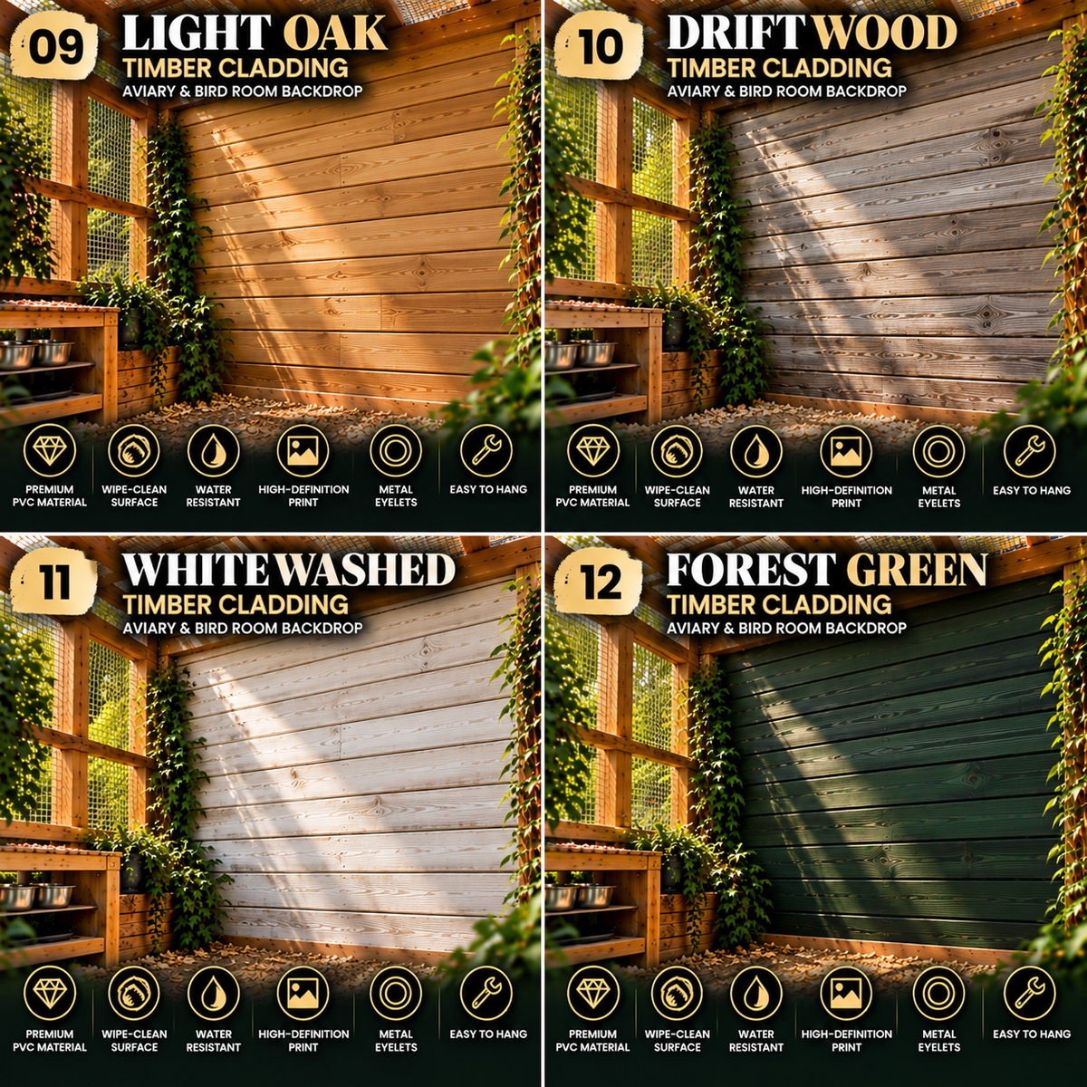 BD 14 — Timber Cladding Aviary & Bird Room Backdrop Collection