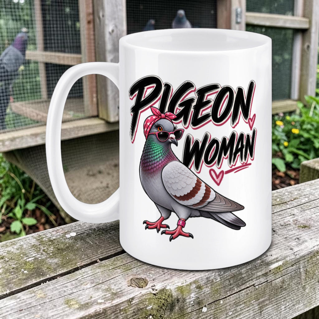 Pigeon Woman – Racing Pigeon Mug – 11oz & 15oz
