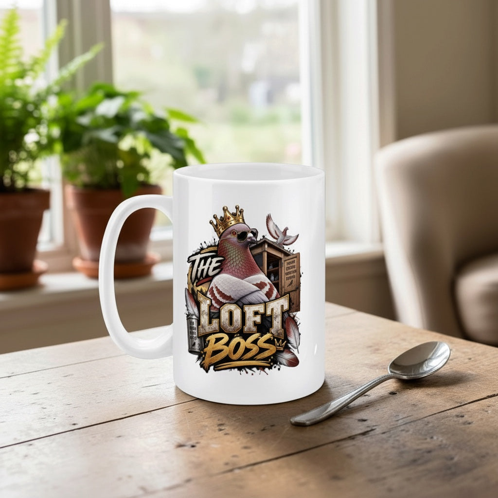 Loft Boss – Red Bar – Racing Pigeon Mug – 11oz & 15oz