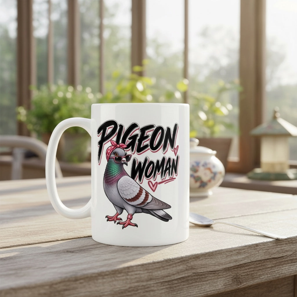 Pigeon Woman – Racing Pigeon Mug – 11oz & 15oz