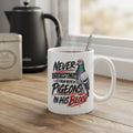 Never Underestimate a Man with Pigeons in His Blood – Racing Pigeon Mug – 11oz & 15oz