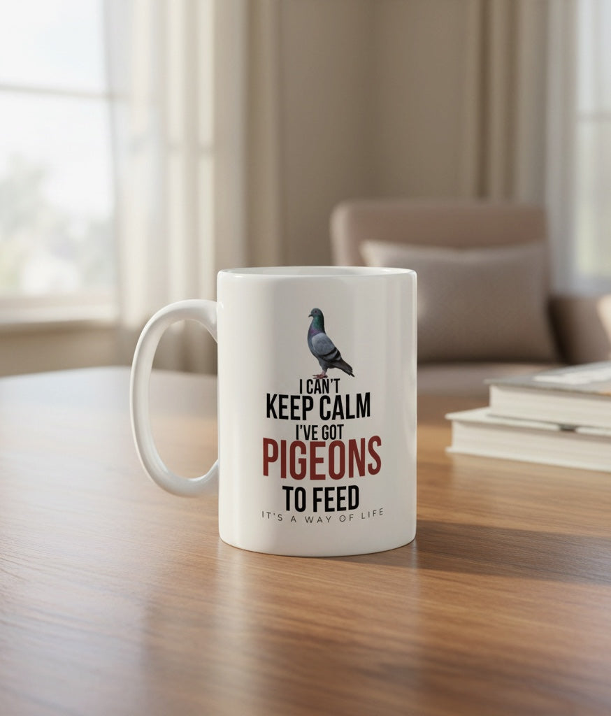 I Can’t Keep Calm, I’ve Got Pigeons to Feed – Racing Pigeon Mug – 11oz & 15oz