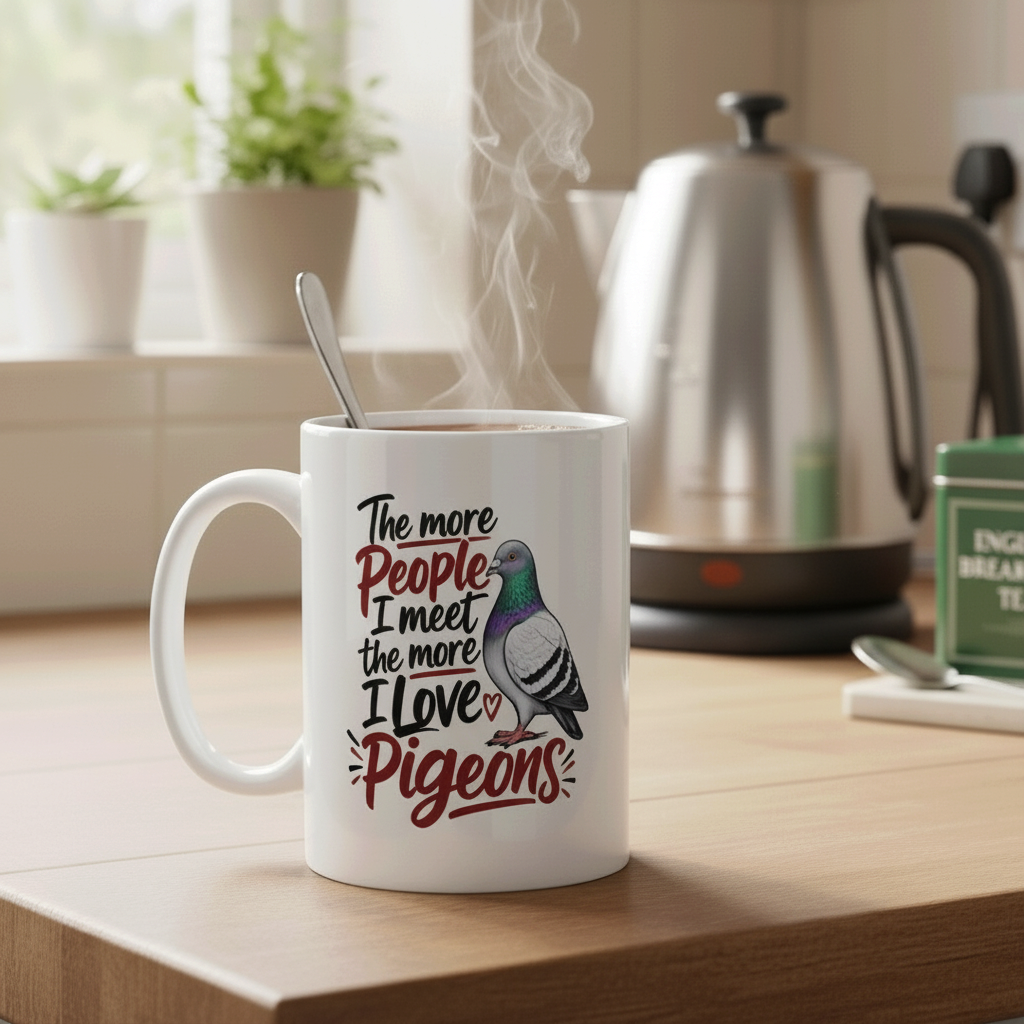 The More People I Meet, the More I Love Pigeons – Racing Pigeon Mug – 11oz & 15oz