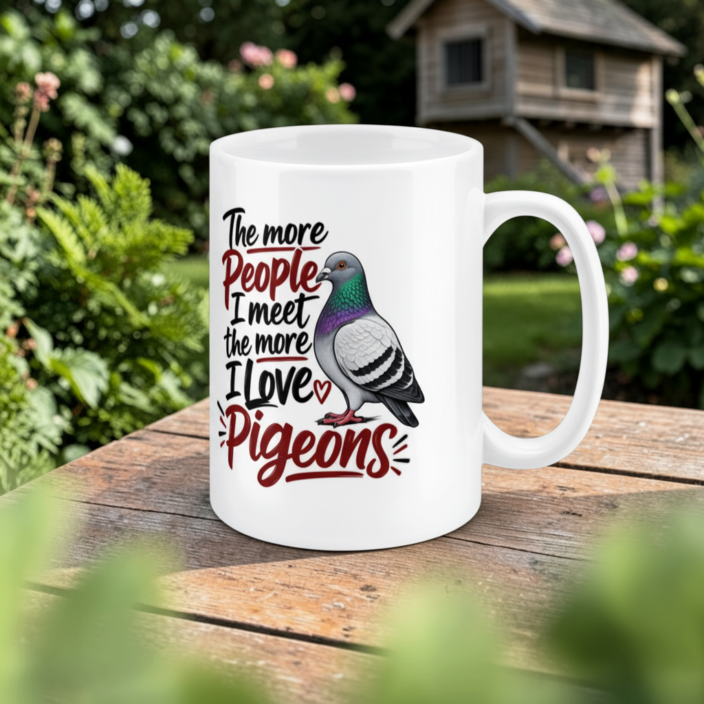 The More People I Meet, the More I Love Pigeons – Racing Pigeon Mug – 11oz & 15oz