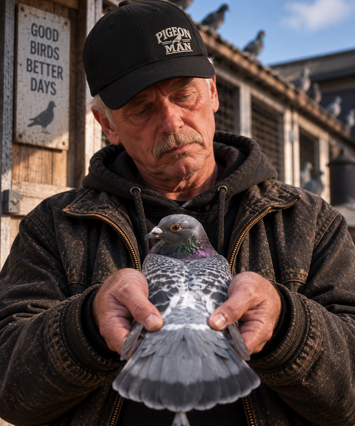 Pigeon Man Embroidered Dad Cap — Bird Folk