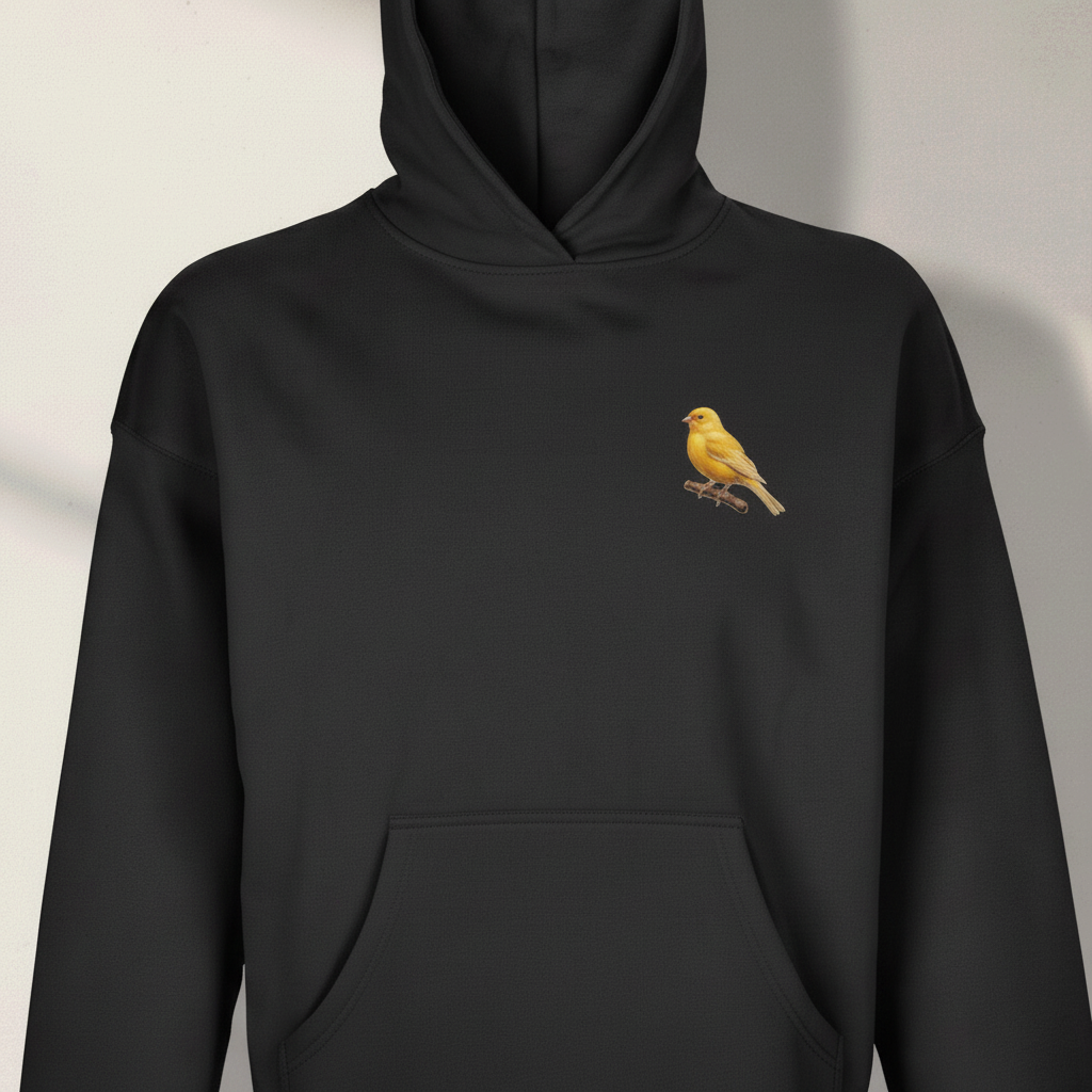Golden Canary Hoodie – Minimal Front Chest Print