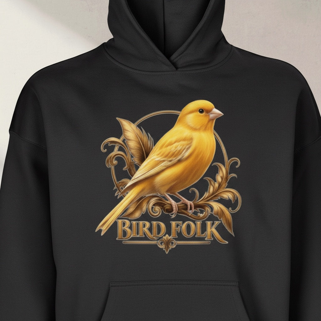 Bird Folk Canary Crest Hoodie – Premium Front Print