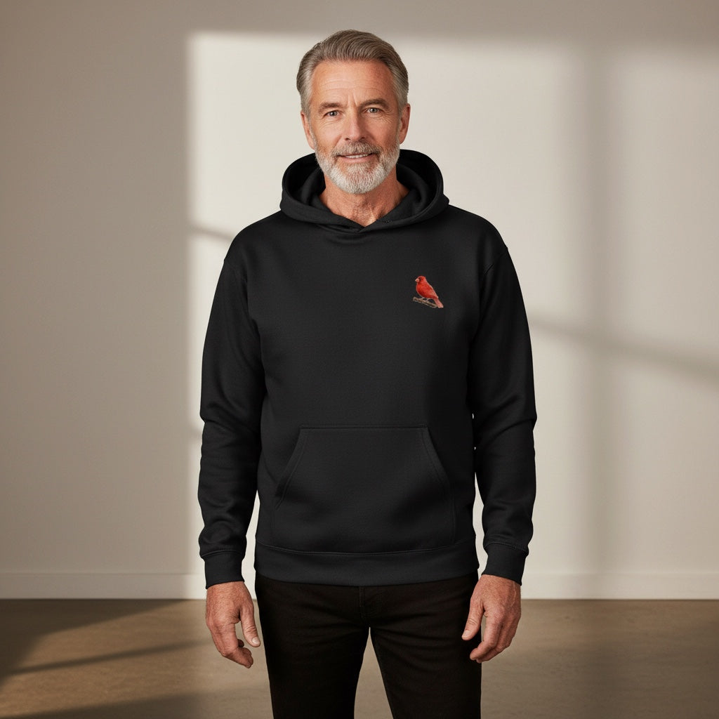 Red Factor Canary Hoodie – Minimal Front Chest Print