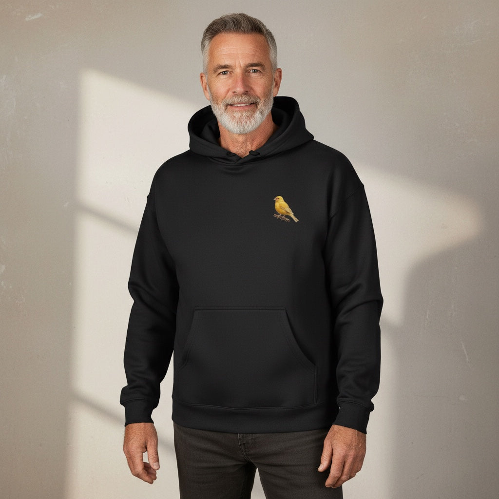 Golden Canary Hoodie – Minimal Front Chest Print