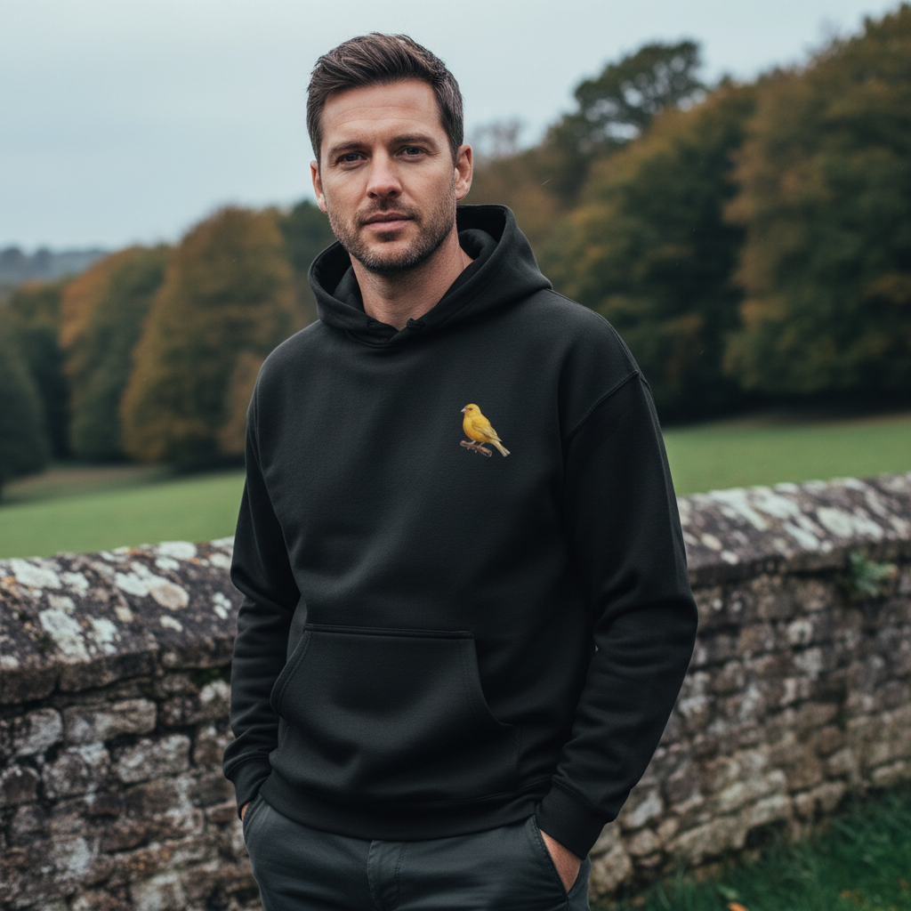 Golden Canary Hoodie – Minimal Front Chest Print