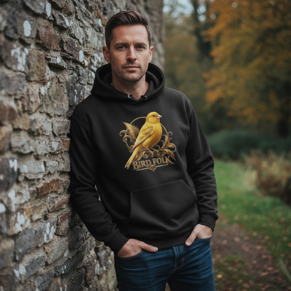 Bird Folk Canary Crest Hoodie – Premium Front Print