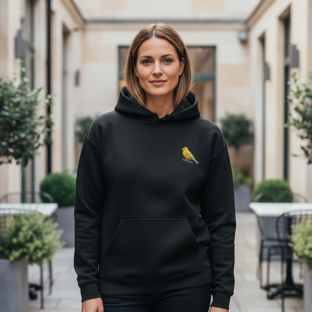 Golden Canary Hoodie – Minimal Front Chest Print