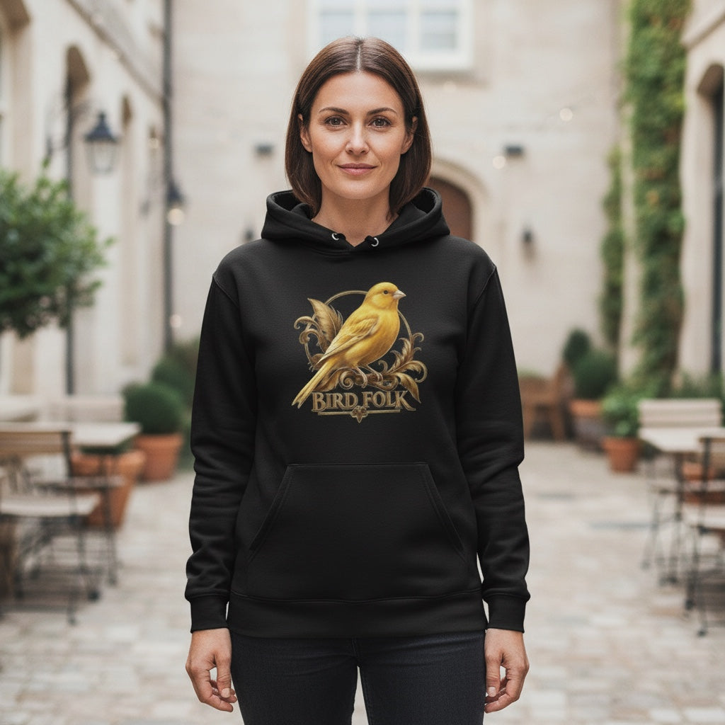 Bird Folk Canary Crest Hoodie – Premium Front Print