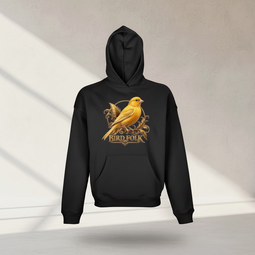 Bird Folk Canary Crest Hoodie – Premium Front Print